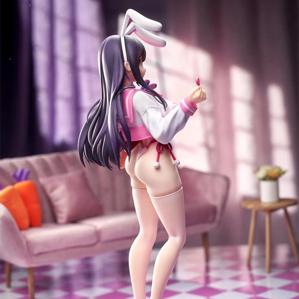 Anime Illustration Pink JK Bunny Girl Figure Original Painting Uno Love Injection Model Statue