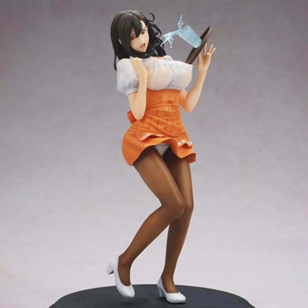 Anime Illustration Wakazuma Waitress Hitomi Figure Cartoon Model Statue Desktop Original Art Painting Figures Desktop Ornament