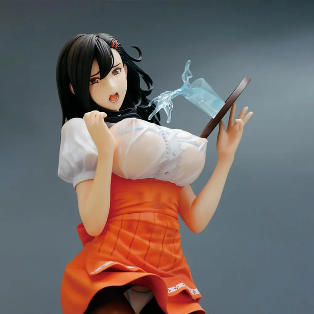 Anime Illustration Wakazuma Waitress Hitomi Figure Cartoon Model Statue Desktop Original Art Painting Figures Desktop Ornament