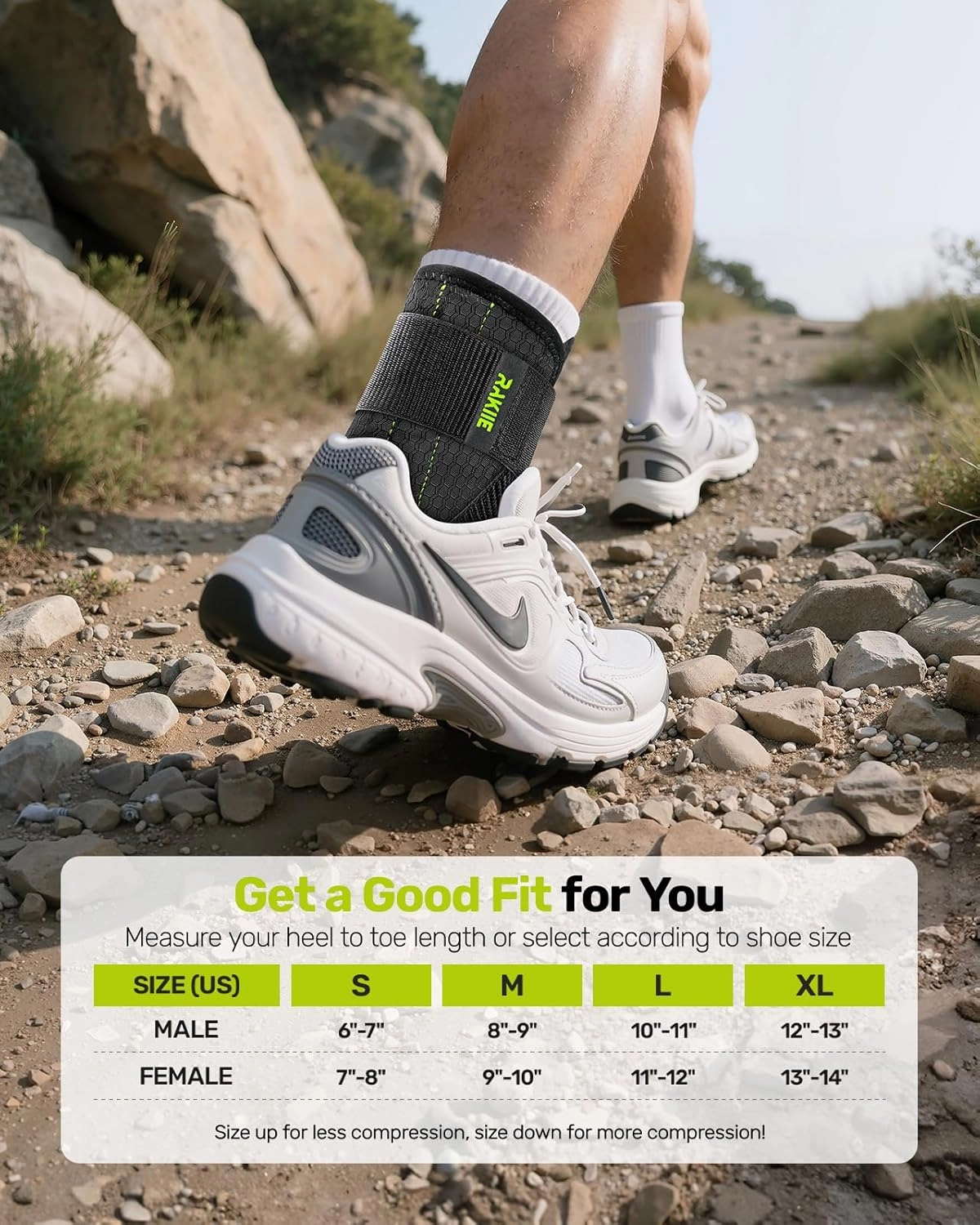 Ankle Stabilizer Brace for Women Men, Durable Foot Brace with Upgraded Strap and Velcro, Ankle Wraps Support for Sprained, Achilles Tendonitis Relief, Suitable for Left/Right, Yellow L (10"-11"/11"-12")
