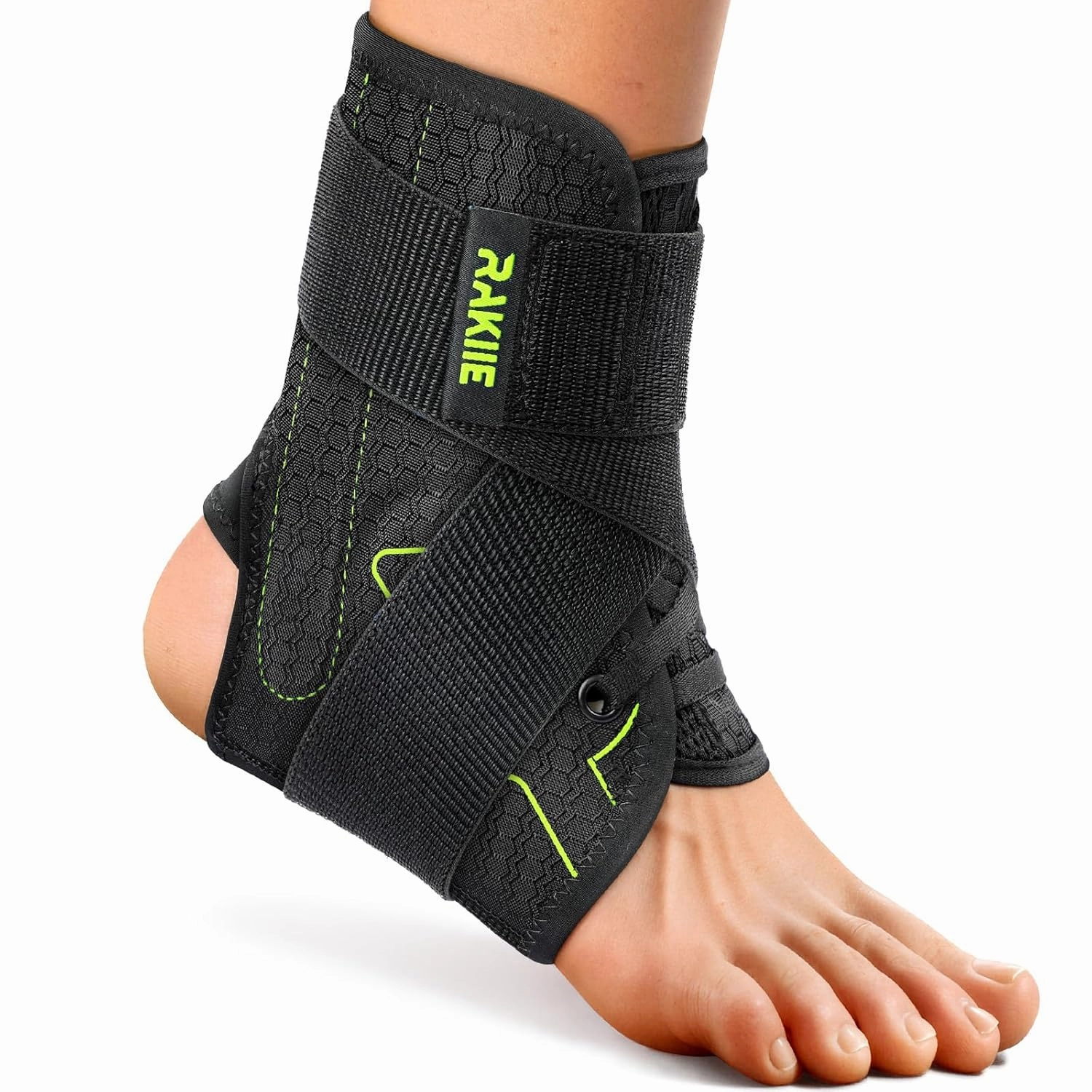 Ankle Stabilizer Brace for Women Men, Durable Foot Brace with Upgraded Strap and Velcro, Ankle Wraps Support for Sprained, Achilles Tendonitis Relief, Suitable for Left/Right, Yellow L (10"-11"/11"-12")