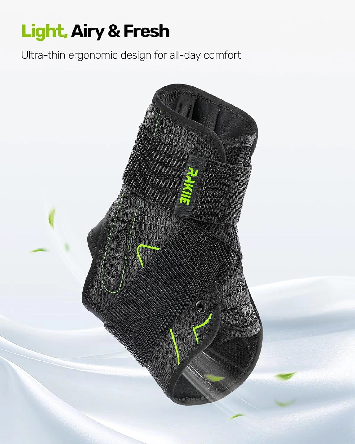 Ankle Stabilizer Brace for Women Men, Durable Foot Brace with Upgraded Strap and Velcro, Ankle Wraps Support for Sprained, Achilles Tendonitis Relief, Suitable for Left/Right, Yellow L (10"-11"/11"-12")
