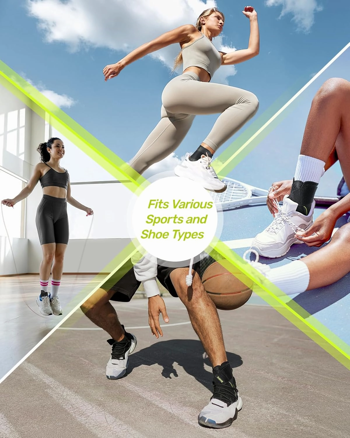Ankle Stabilizer Brace for Women Men, Durable Foot Brace with Upgraded Strap and Velcro, Ankle Wraps Support for Sprained, Achilles Tendonitis Relief, Suitable for Left/Right, Yellow L (10"-11"/11"-12")