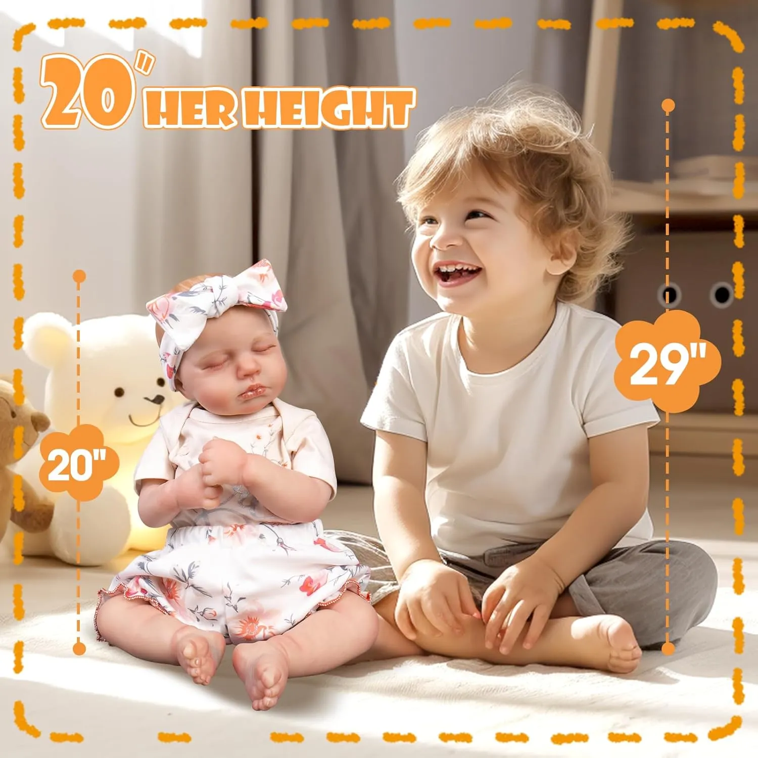 Aori Lifelike Reborn Baby Dolls - Realistic Sleeping Baby Girl Dolls 20 Inch Newborn Baby with Feeding Toy Accessories