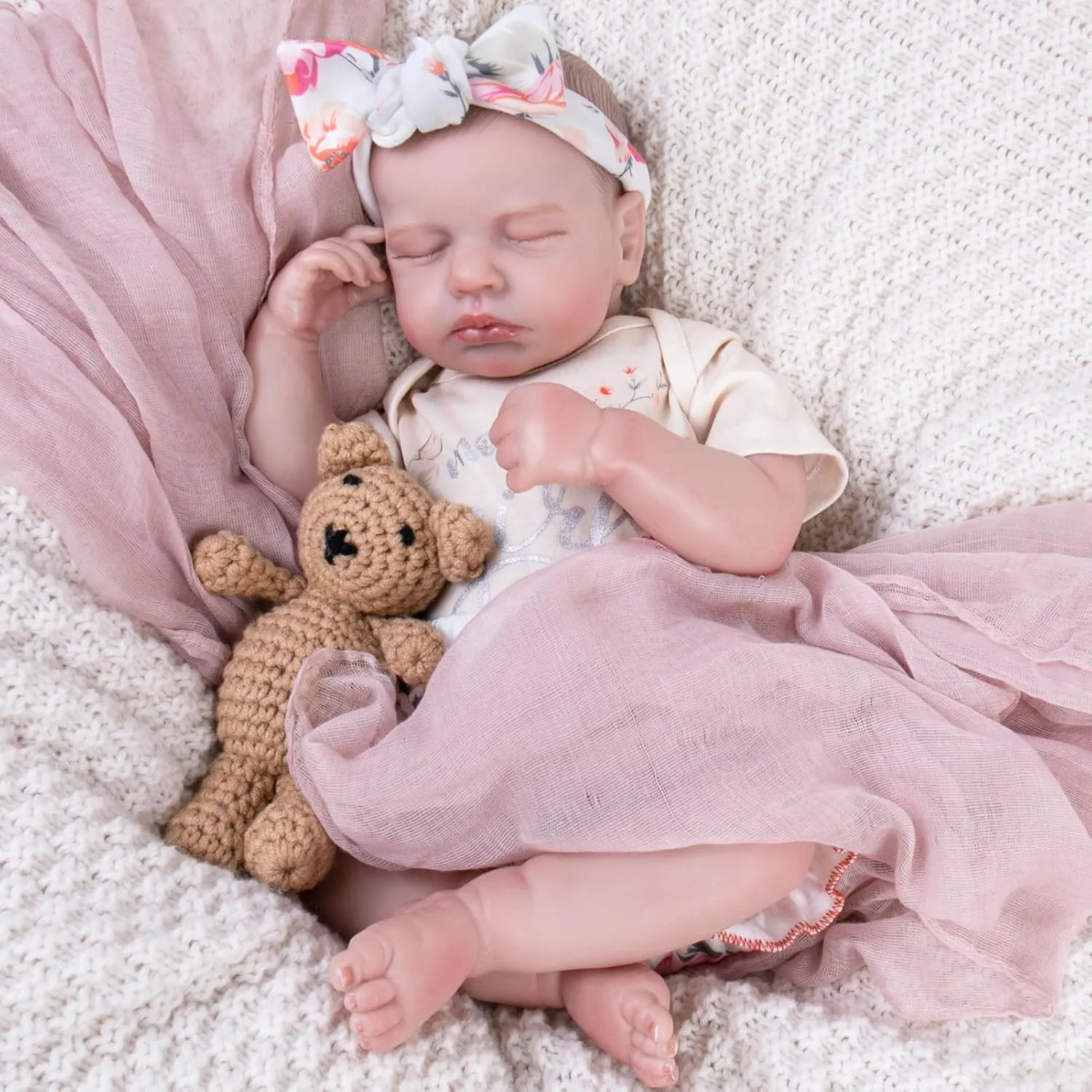 Aori Lifelike Reborn Baby Dolls - Realistic Sleeping Baby Girl Dolls 20 Inch Newborn Baby with Feeding Toy Accessories