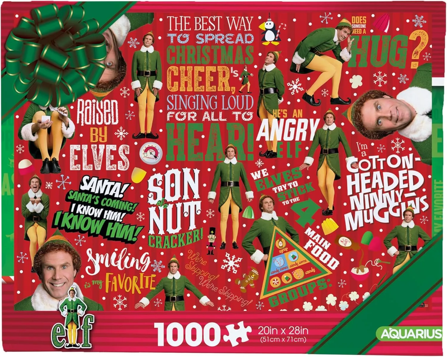 AQUARIUS Elf Wrapping Paper 1000pc Puzzle (1000 Piece Jigsaw Puzzle) - Glare Free - Precision Fit - Officially Licensed Elf Merchandise & Collectibles -22x28 Inches