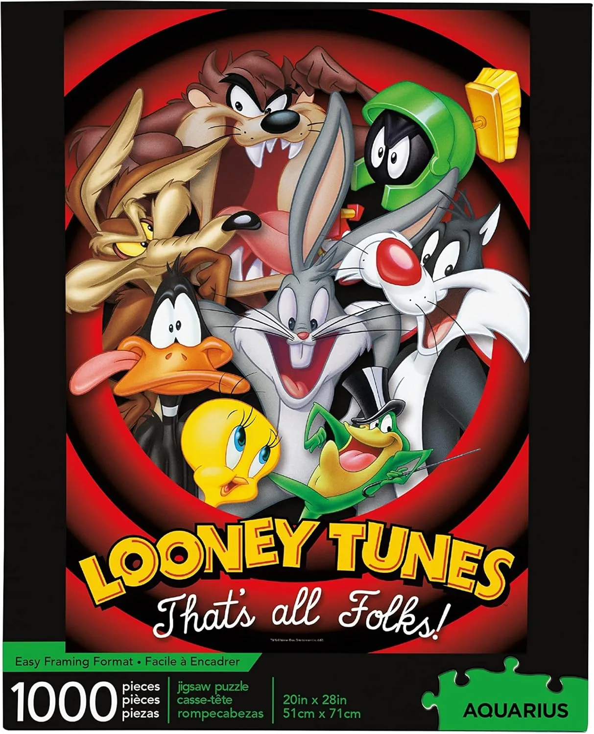AQUARIUS Looney Tunes Puzzle (1000 Piece Jigsaw Puzzle) - Glare Free - Precision Fit - Officially Licensed Looney Tunes Merchandise & Collectibles - 20 x 28 Inches