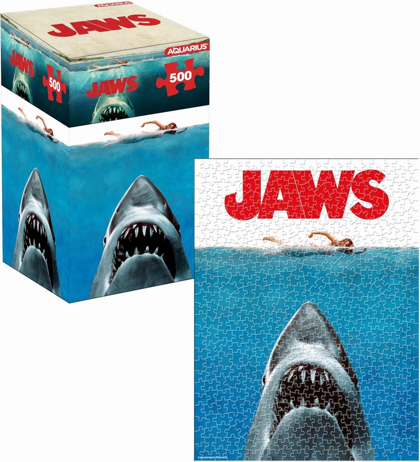 AQUARIUS Jaws One Sheet 500pc Puzzle (500 Piece Jigsaw Puzzle) - Glare Free - Precision Fit - Officially Licensed Jaws Merchandise & Collectibles - 14x19 Inches