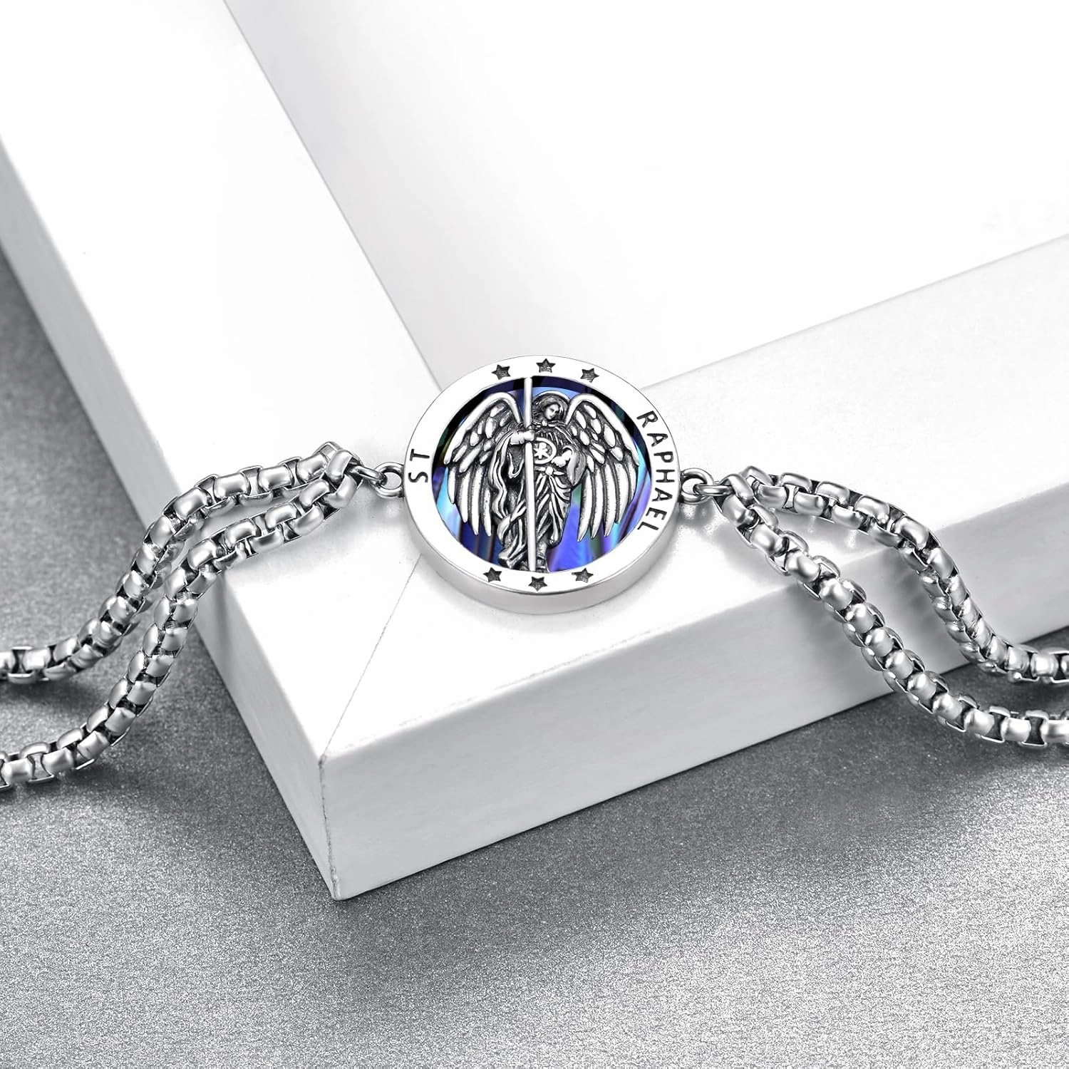 Archangel Raphael/St Christopher/St Benedict Bracelets 925 Sterling Silver Protection Bracelet Protection Medal Jewelry Gift for Men Women