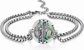 Archangel Raphael/St Christopher/St Benedict Bracelets 925 Sterling Silver Protection Bracelet Protection Medal Jewelry Gift for Men Women