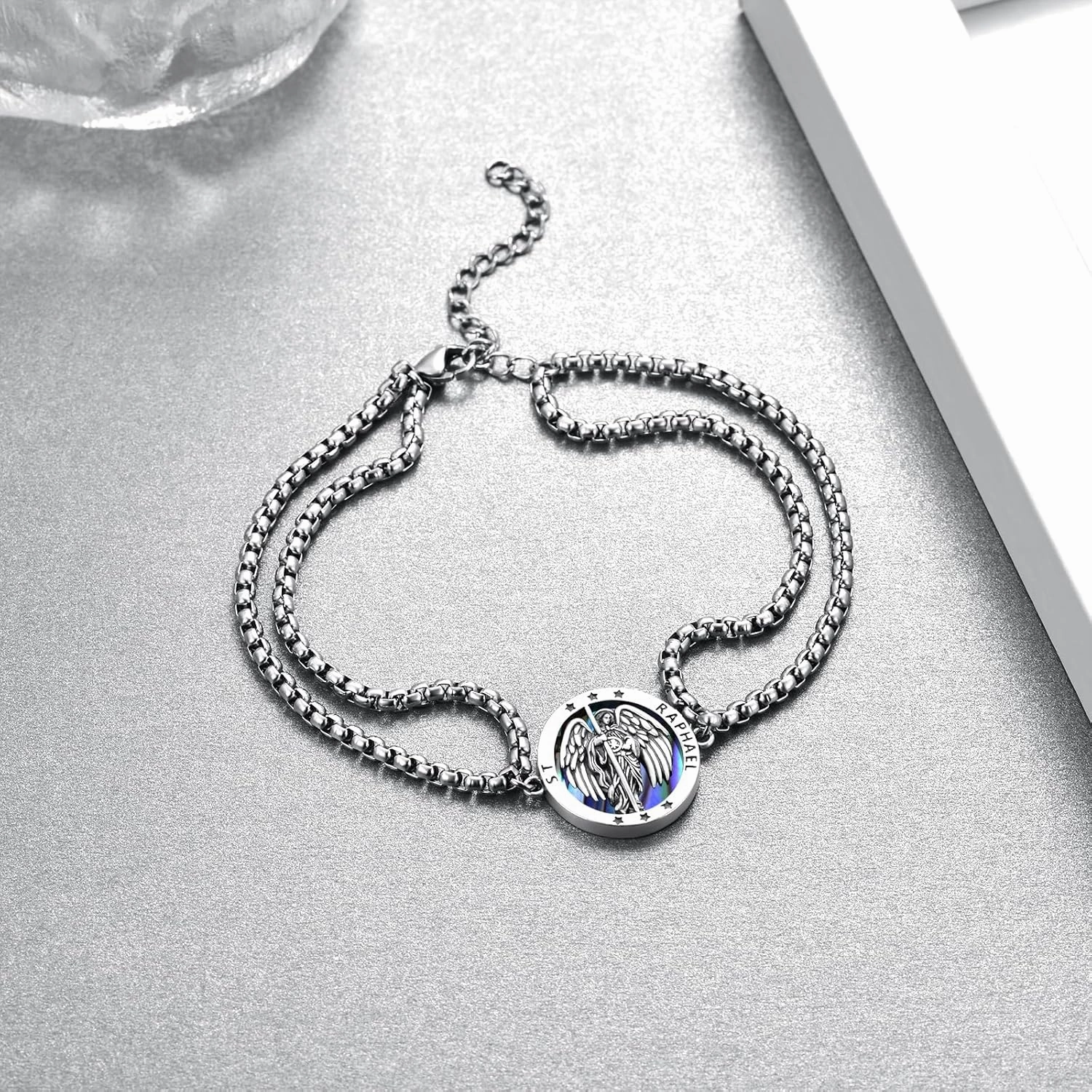 Archangel Raphael/St Christopher/St Benedict Bracelets 925 Sterling Silver Protection Bracelet Protection Medal Jewelry Gift for Men Women