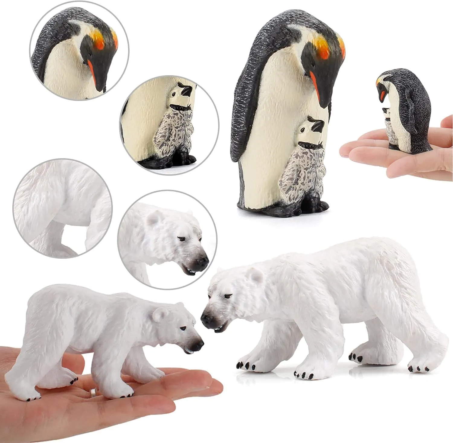 Arctic Animals Figurines Set 16PCS Christmas Toy Gift Polar Bear Figurine Arctic Fox Figure Penguin Figurines Snow Mold for Kids Toddlers Artic Animals Preschool Figures Educational Playset