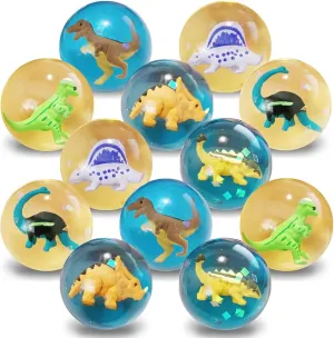 ArtCreativity Dinosaur High 2 inch Bounce Balls, Set of 12, Balls for Kids with 3D Dinosaur Inside, Outdoor Toys for Encouraging Active Play, Party Favors Stuffers for Boys and Girls