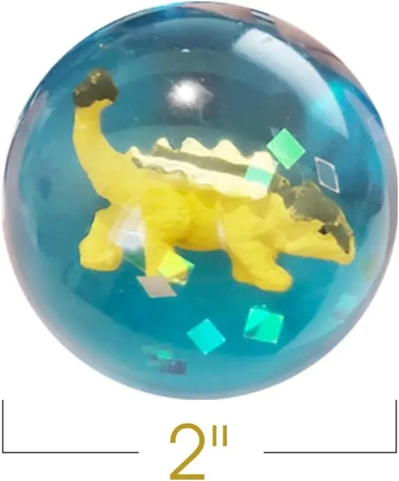 ArtCreativity Dinosaur High 2 inch Bounce Balls, Set of 12, Balls for Kids with 3D Dinosaur Inside, Outdoor Toys for Encouraging Active Play, Party Favors Stuffers for Boys and Girls