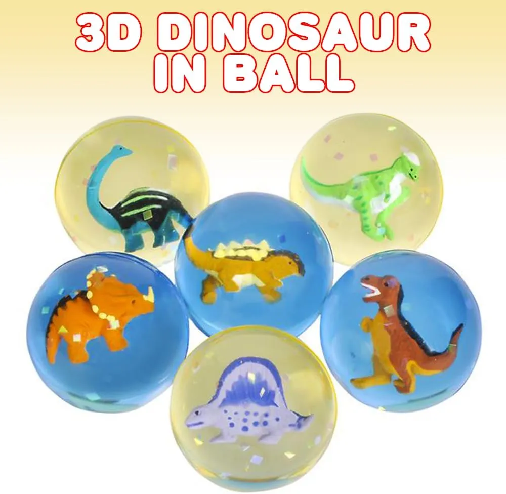 ArtCreativity Dinosaur High 2 inch Bounce Balls, Set of 12, Balls for Kids with 3D Dinosaur Inside, Outdoor Toys for Encouraging Active Play, Party Favors Stuffers for Boys and Girls