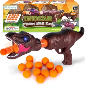 ArtCreativity LED Dinosaur Foam Blaster Gun - Pump Action Gun Toy with 12 Foam Balls - Roaring Sound Effects and Light Up Eyes - Dinosaur Shooting Toys for Boys Ages 3 and Up - Batteries Included
