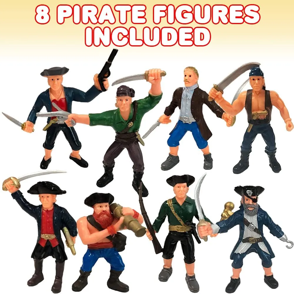 ArtCreativity Pirate Action Figures Playset, Set of 8 Plastic Pirates Figures in Assorted Poses, Little Pirate People Action Figurines Toys Play Set for Kids Ages 3-5 5-7