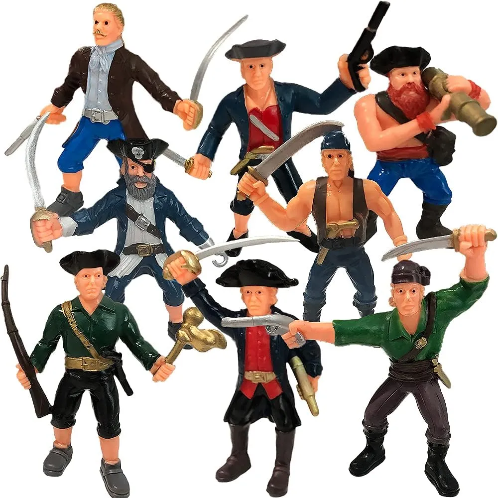 ArtCreativity Pirate Action Figures Playset, Set of 8 Plastic Pirates Figures in Assorted Poses, Little Pirate People Action Figurines Toys Play Set for Kids Ages 3-5 5-7