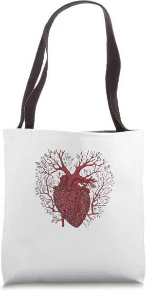 Artistic Human Heart Leaves Limbs & Trees for Nature Lovers Tote Bag