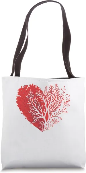 Artistic Human Heart Leaves Limbs & Trees for Nature Lovers Tote Bag