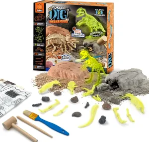ArtSkills Epic Lab Dinosaur Fossil Digging Kit for Kids, Glow in The Dark Dinosaur Bones for Kids to Dig Up, Gifts for Boys 8-12