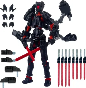Assembly Completed T13 Action Figure，T13 mision 13 figuras originales 3D Printed Toys Nova 13 Action Figures Desktop Decorations for Game Lovers Toy (Black Red, 8 Inch)