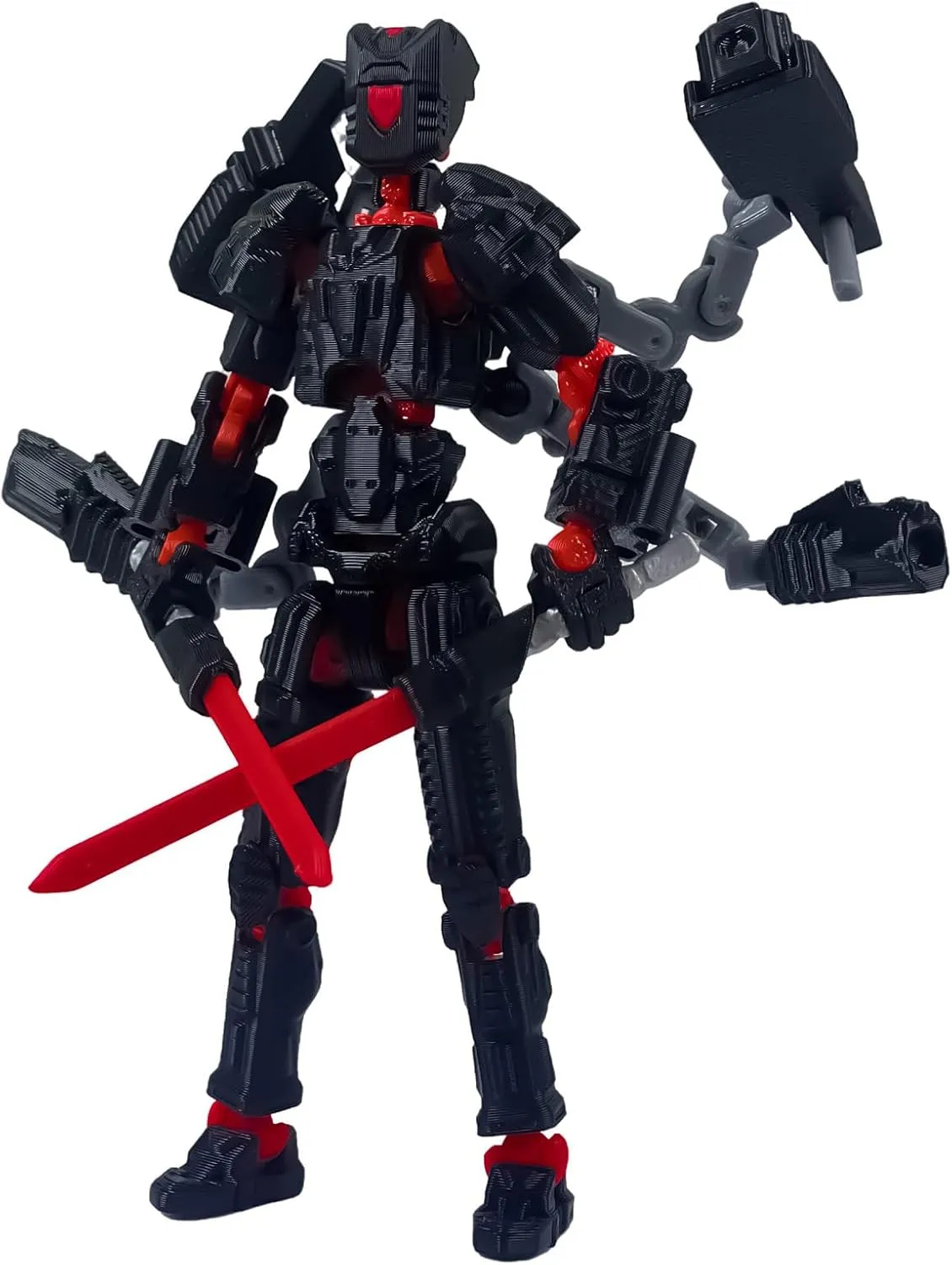 Assembly Completed T13 Action Figure，T13 mision 13 figuras originales 3D Printed Toys Nova 13 Action Figures Desktop Decorations for Game Lovers Toy (Black Red, 8 Inch)