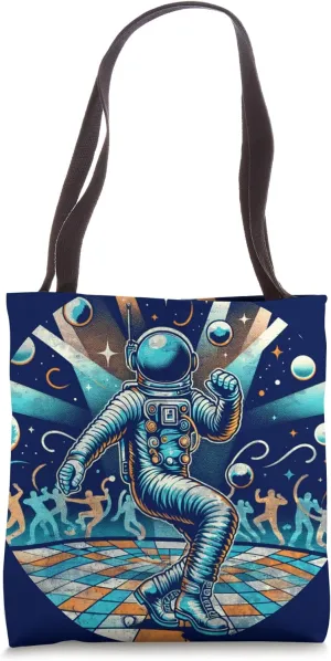 Astronaut Dancing in a Distant Galaxy Disco Vintage Trippy Tote Bag