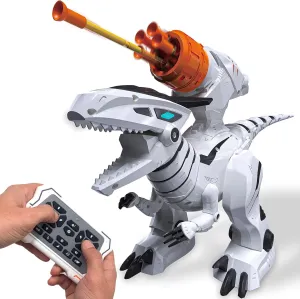 Atlasonix Remote Control Dinosaur for Boys 4-7 - RC Robot Jurassic T-Rex with Shooting & Lights - Walking Dino with Music & Dance - Birthday Gift for Boys & Girls