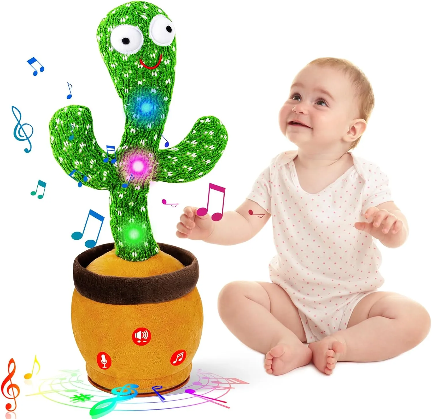 Ayeboovi Dancing Talking Cactus Baby Toys, Adjustable Volume Singing Cactus Toy with 120 Songs, Repeating Cactus Toy Mimics Back Records What You Say, Talking Cactus For Toddlers Kids Boys Girls Gifts