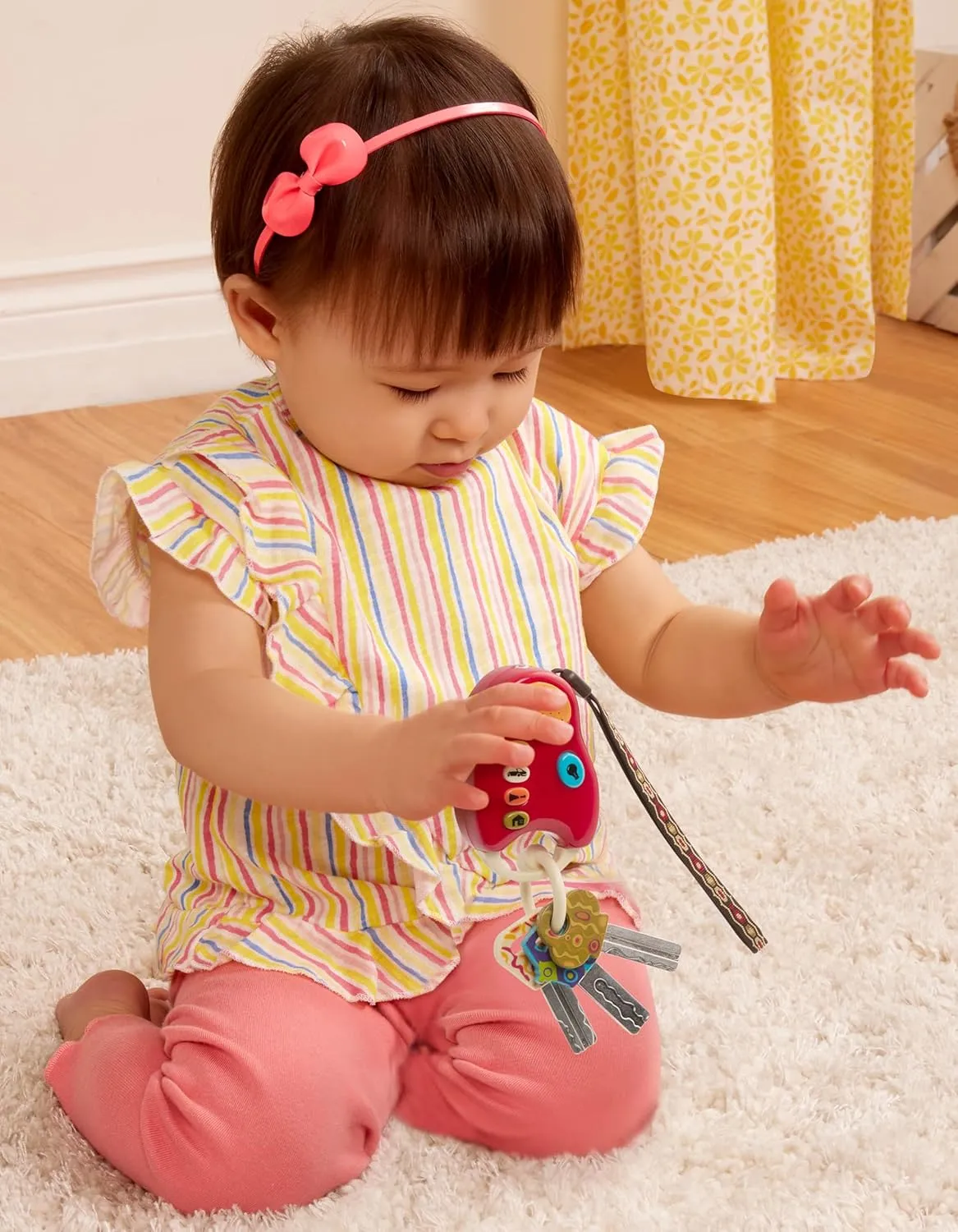 B. toys – Toy Car Keys & Cellphone – 2Pc Sensory Bundle – Developmental Toy for Babies, Toddlers – Red Keys & Green Play Phone – 10 Months   – FunKeys   Hellophone Set