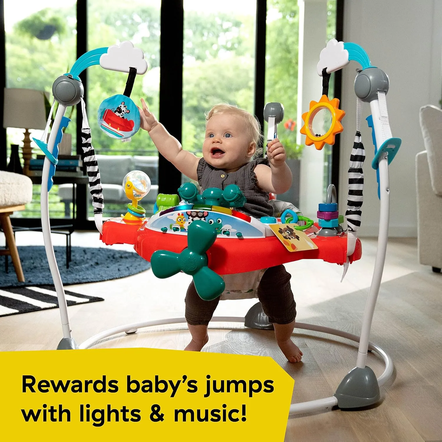 Baby Einstein Ocean Explorers Airplane Adventure 2-in-1 Interactive Activity Jumper with Lights Ages 6 months  , Max weight 25 lbs., Unisex