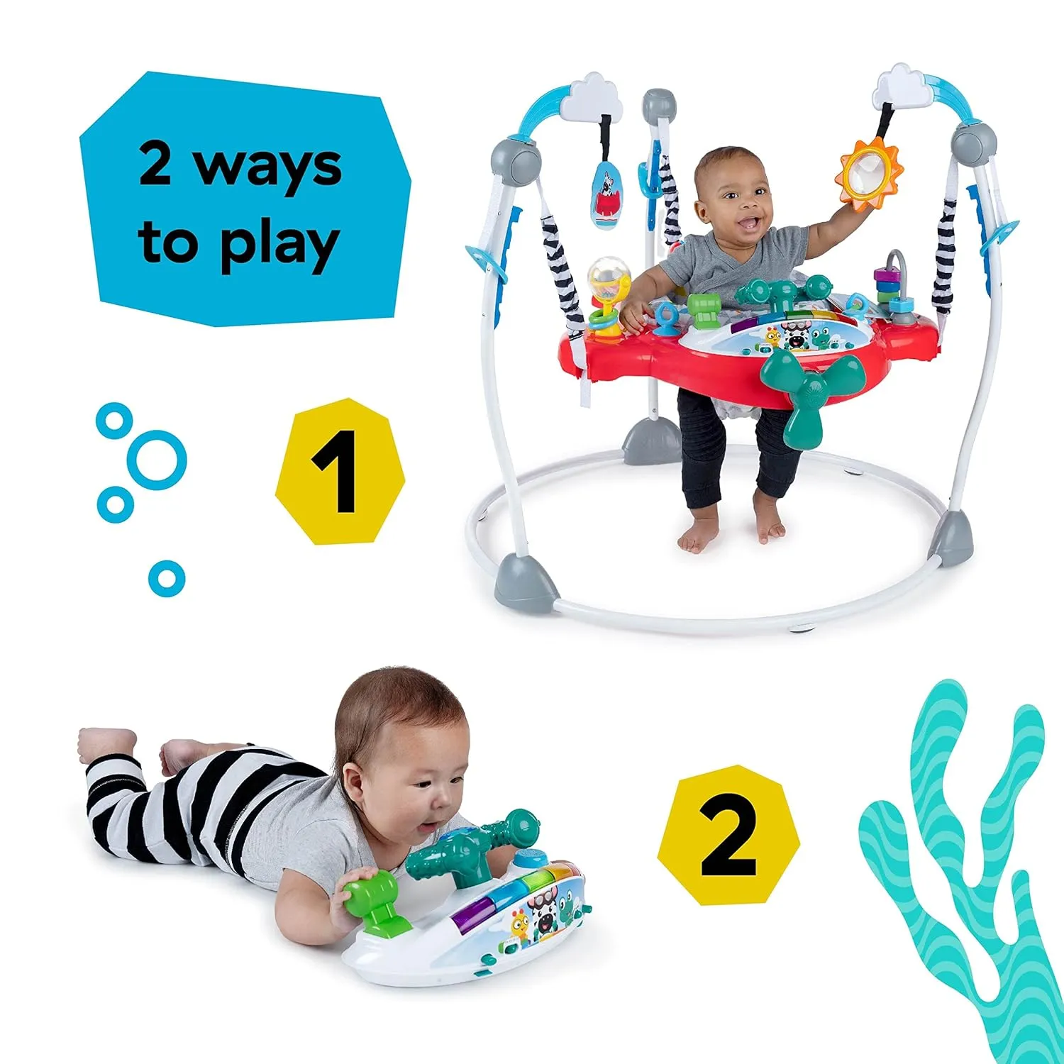 Baby Einstein Ocean Explorers Airplane Adventure 2-in-1 Interactive Activity Jumper with Lights Ages 6 months  , Max weight 25 lbs., Unisex
