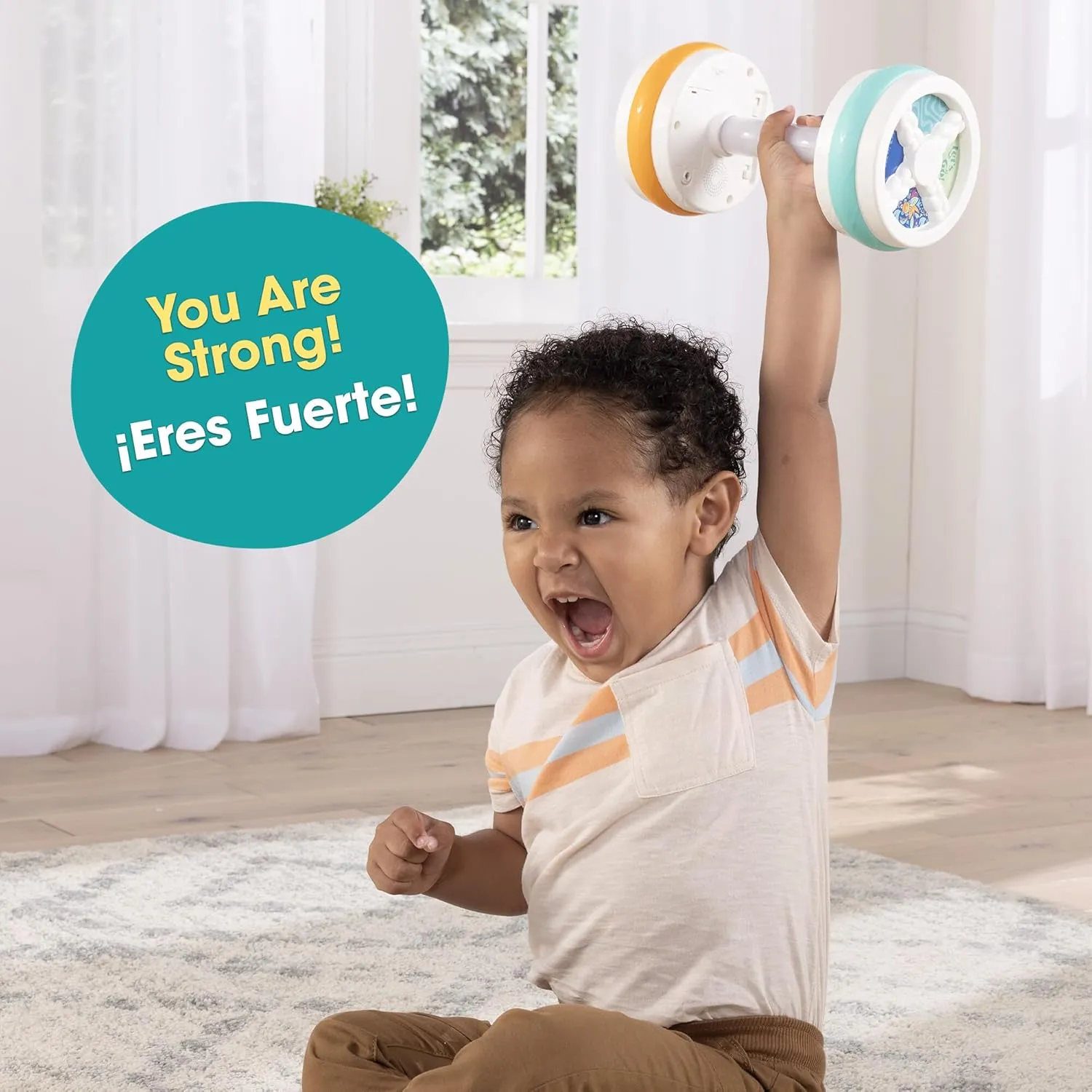 Baby Workout Toys by Robin Arzon - Count & Groove Bouncy Barbell - Baby Play Gym Toys with Lights and Sounds - Counts and Sings in English and Spanish - Baby Toys Ages 9 Months and Up