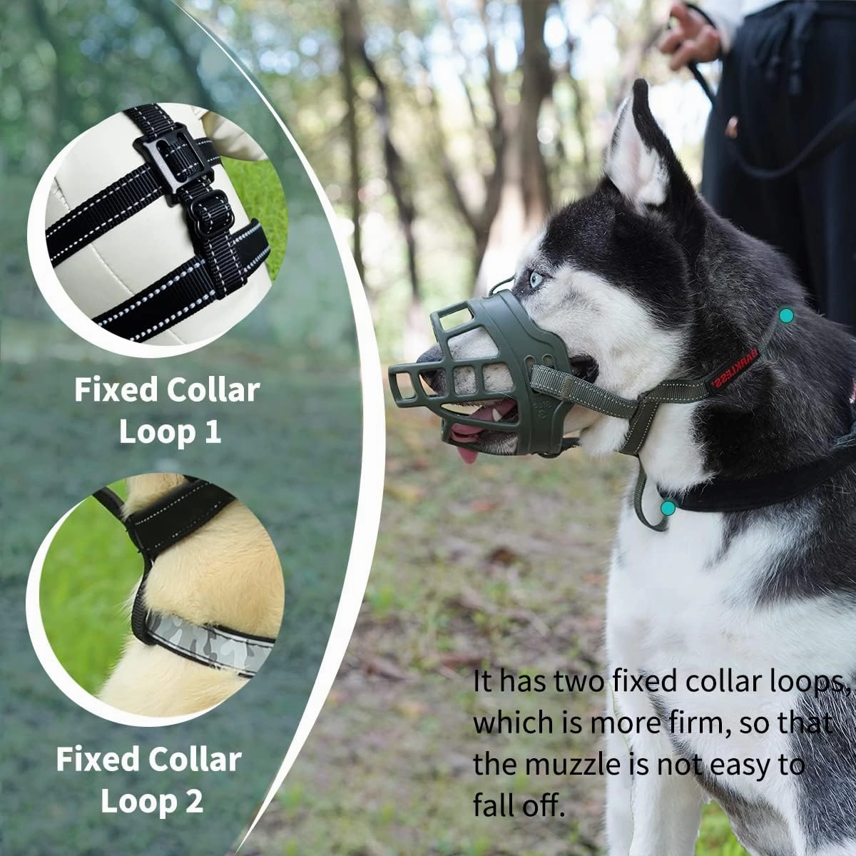 BARKLESS Dog Muzzle, Basket Muzzle for Small Medium Large Dogs, Soft Cage Mouth Cover for Biting Chewing, Allow Drinking Panting for German Shepherd Pitbull Rottweiler (6 (Snout 13¾-15½"), Green)
