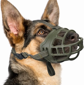 BARKLESS Dog Muzzle, Basket Muzzle for Small Medium Large Dogs, Soft Cage Mouth Cover for Biting Chewing, Allow Drinking Panting for German Shepherd Pitbull Rottweiler (6 (Snout 13¾-15½"), Green)