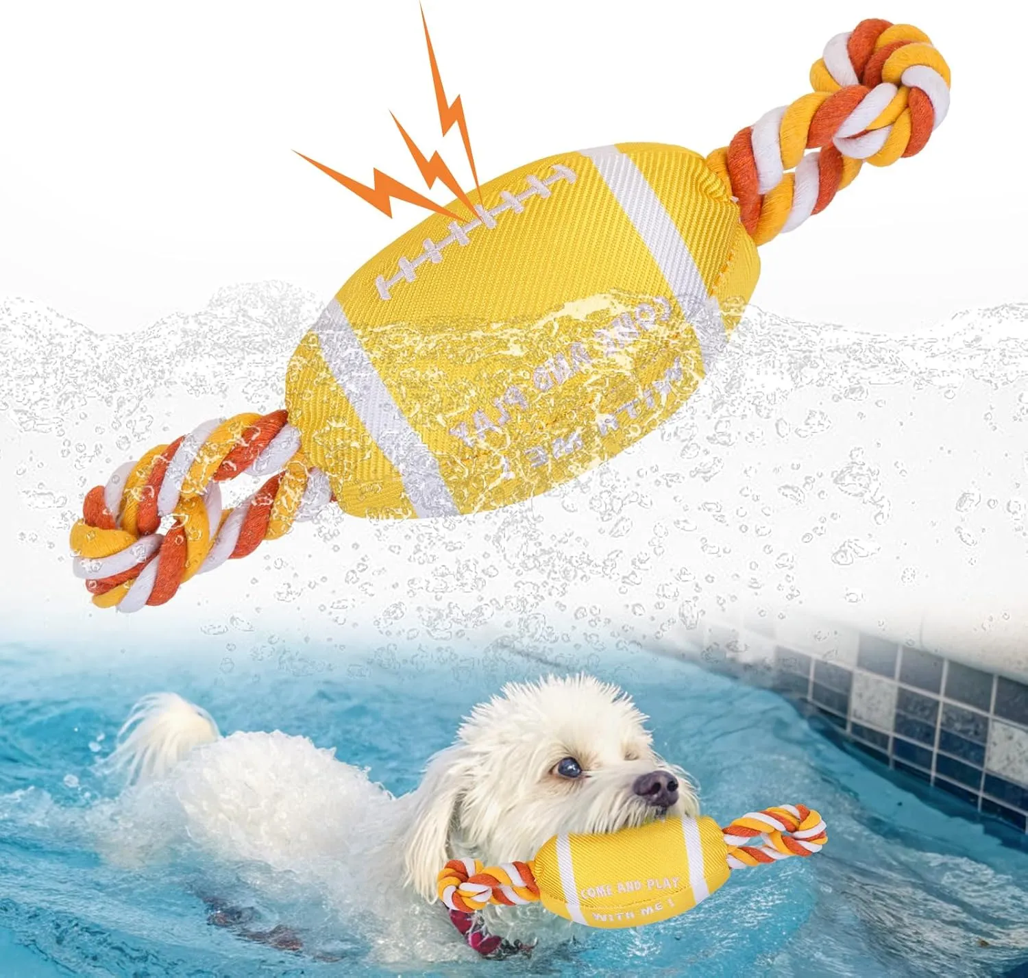 BEAUTYZOO Floating Dog Pool Toys for Small/Medium Dogs - Durable Chew-Resistant Squeaky Water Dog Toy with Rope, Interactive Fetch & Tug of War, Summer Swimming Beach Play (Oxford Fabric)