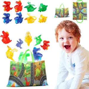 BELLOCHIDDO 8 PCS Dinosaur Truck Car Toys with Playmat/Storage Bag | Push and Go Cars Toy for 1-3 Year Old Boys and Girls