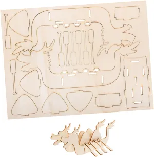 BESPORTBLE 3 Sets DIY Dragon Boat Puzzle Blank Wood Cutouts for Fun Craft Activity to Enhance Spatial Imagination Hand Eye Coordination for Festivals Birthdays