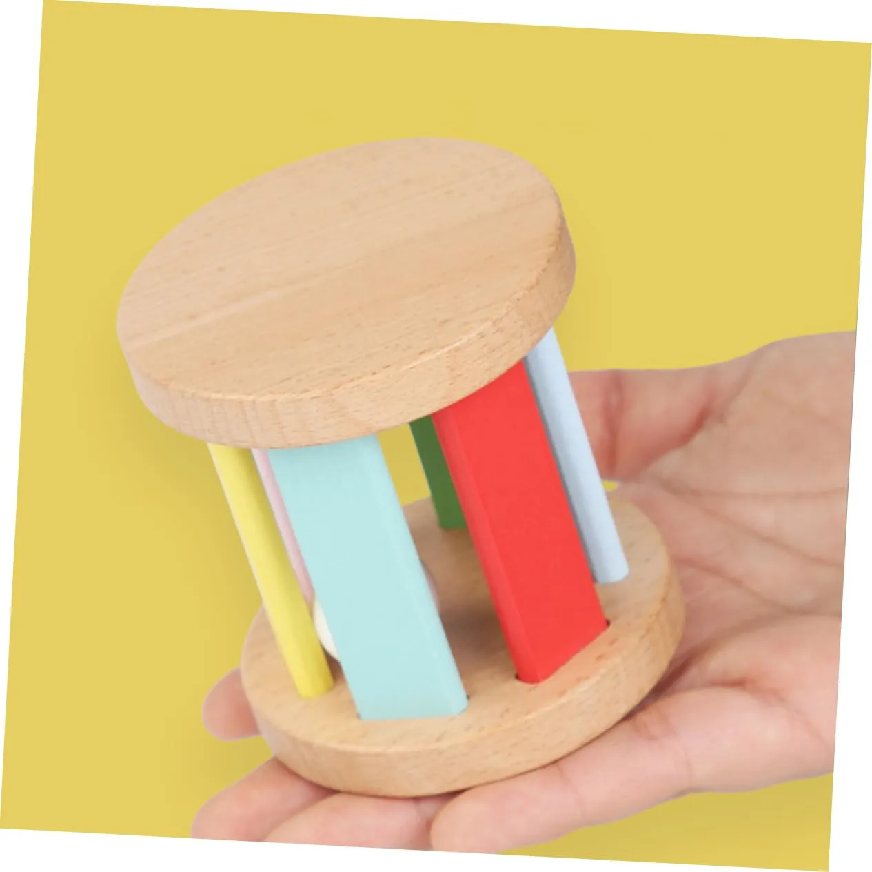 BESPORTBLE Wooden Rattle Roller Instrument Educational Early Learning for Boy Girl Lightweight Portable Musical Plaything for Hand Eye Coordination and Grasping Skills Development