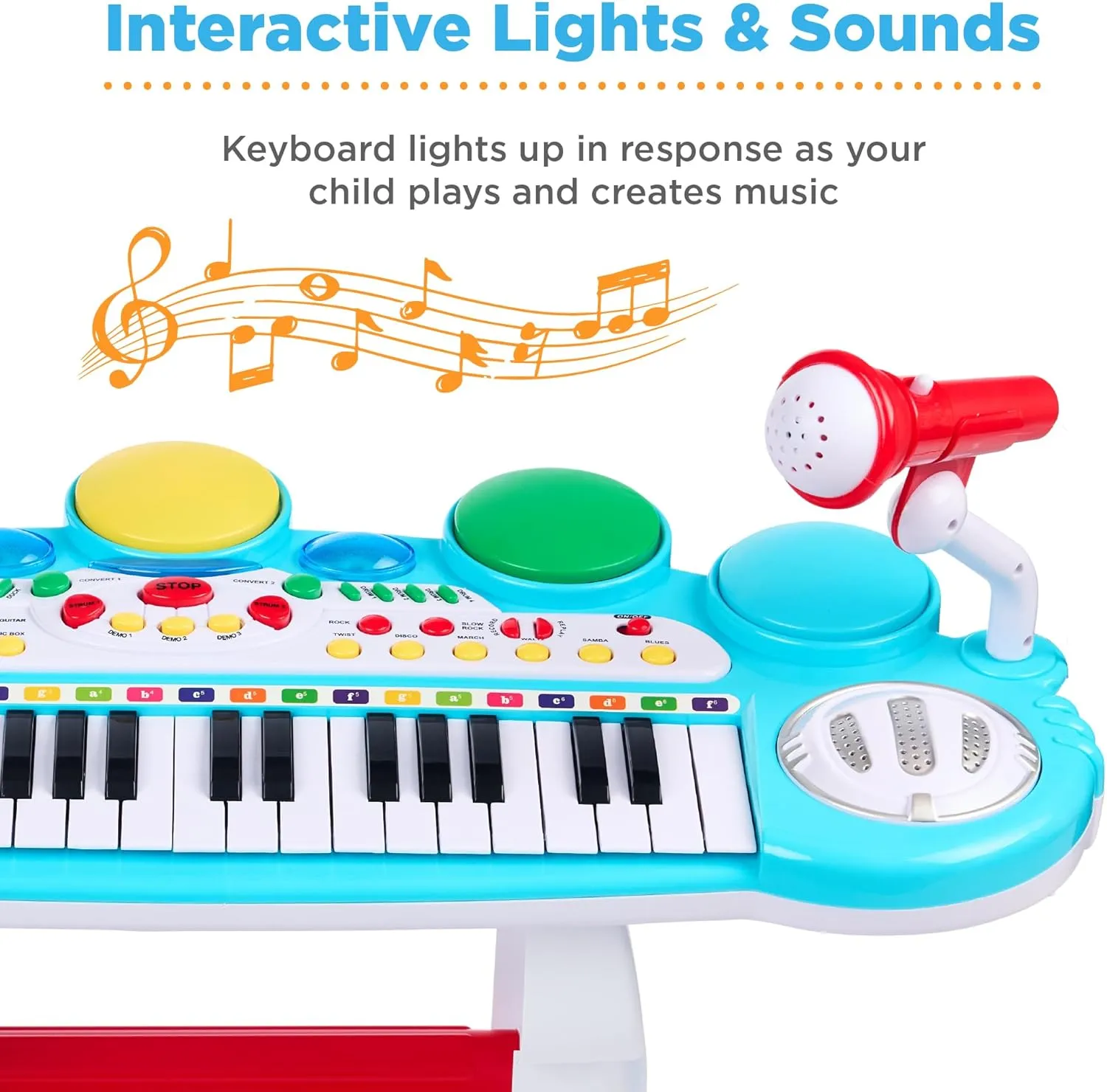 Best Choice Products 37-Key Kids Electronic Musical Instrument Piano Learning Toy Keyboard w/Multiple Sounds, Lights, Microphone, Stool - Multicolor
