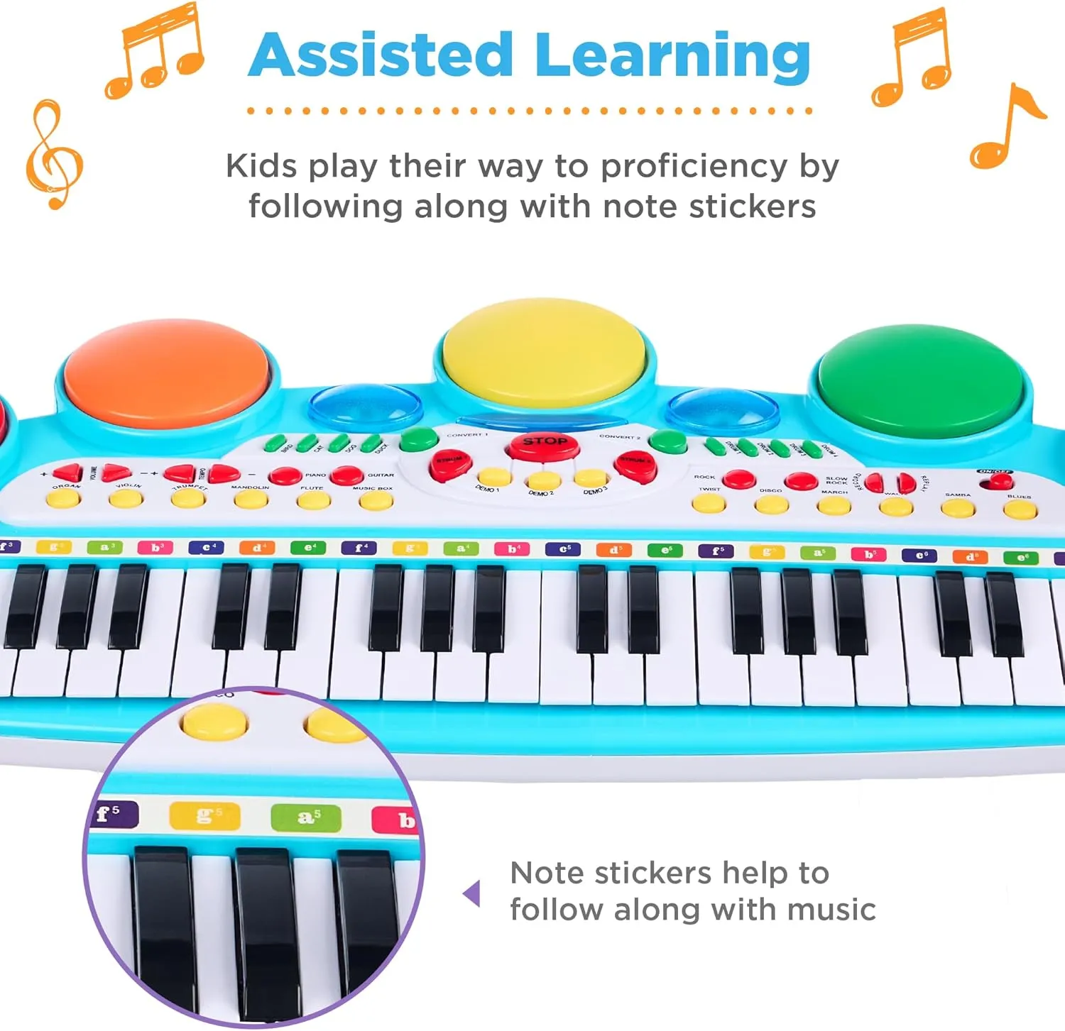 Best Choice Products 37-Key Kids Electronic Musical Instrument Piano Learning Toy Keyboard w/Multiple Sounds, Lights, Microphone, Stool - Multicolor