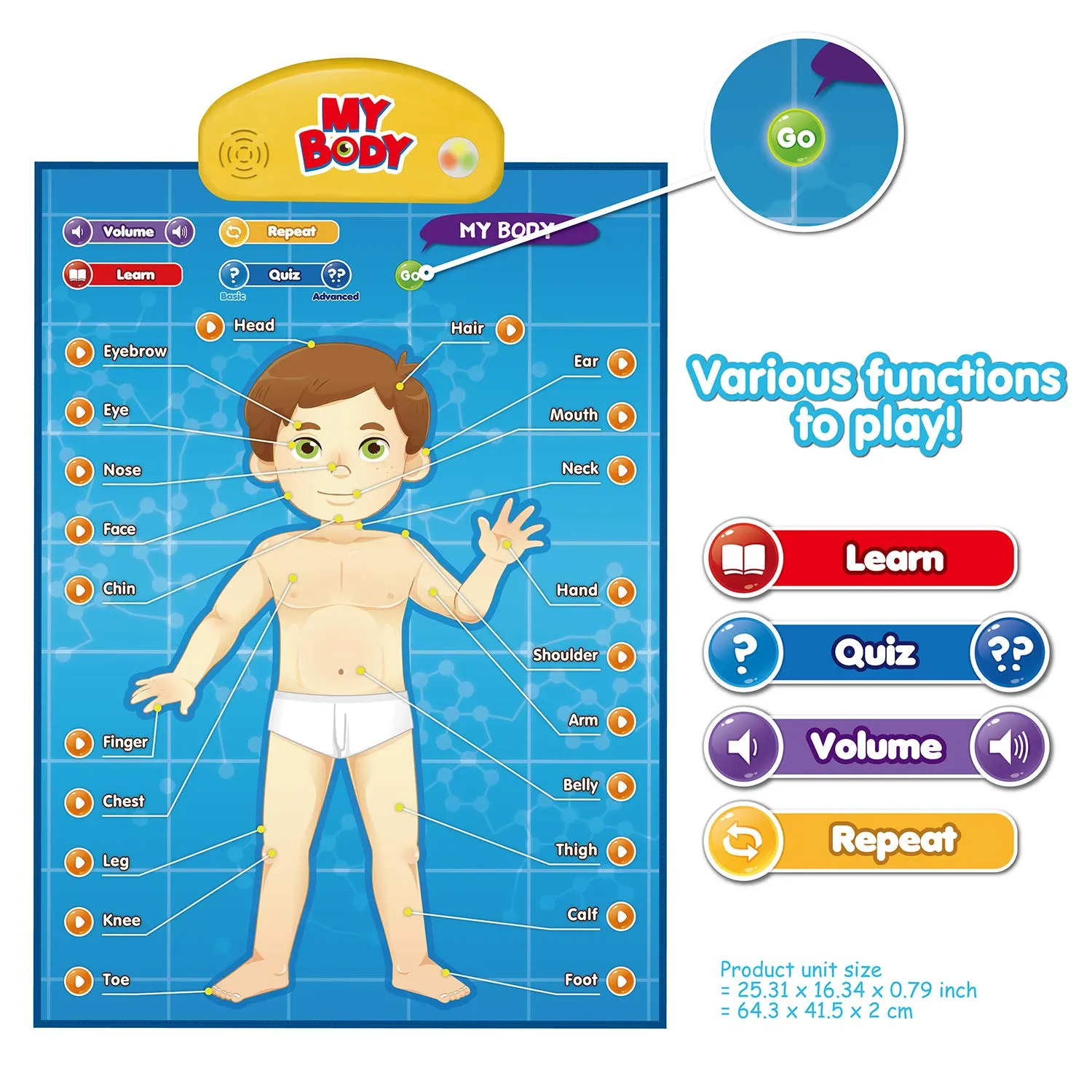 BEST LEARNING i-Poster My Body - Interactive Educational Human Anatomy Talking Game Toy System Poster to Learn Body Parts, Organs, Muscles and Bones for Kids Aged 5 to 12 Years Old