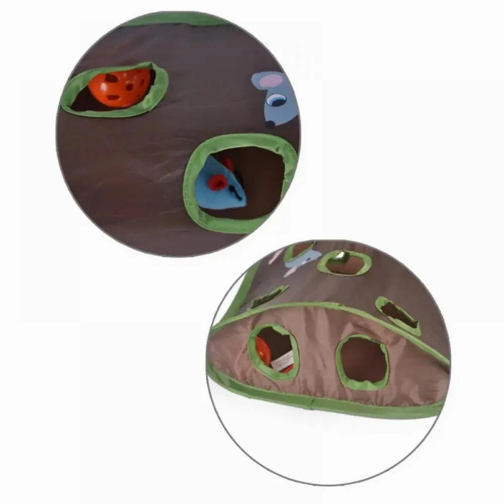 Best Cat Toy Ever! Interactive Treat Maze & Puzzle for Cats,9 Mouse Holes Pet Cat Interactive Toy Intelligence Trainning with Bell Ball Folding Creative Vocal