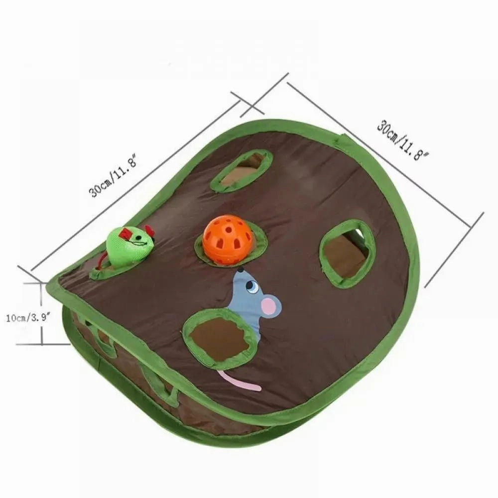 Best Cat Toy Ever! Interactive Treat Maze & Puzzle for Cats,9 Mouse Holes Pet Cat Interactive Toy Intelligence Trainning with Bell Ball Folding Creative Vocal