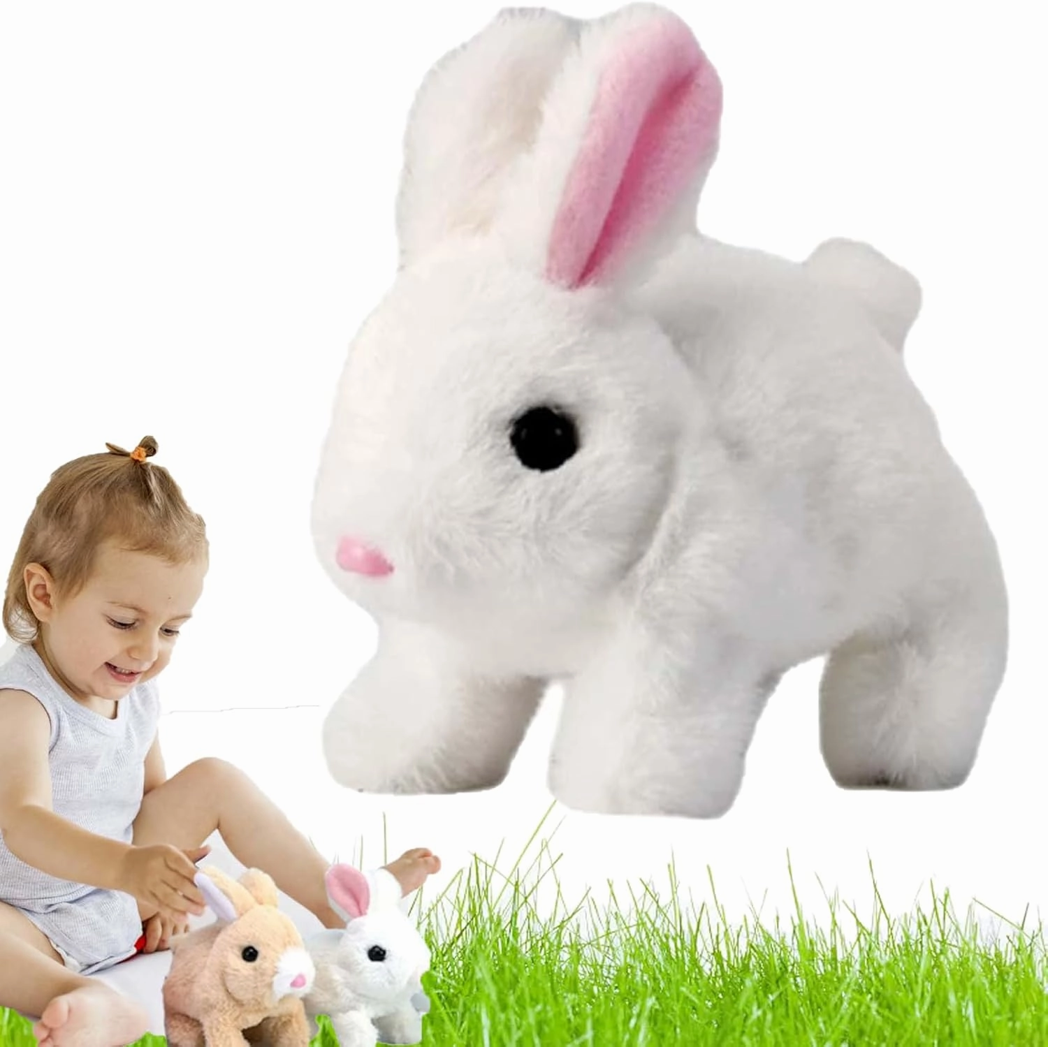 Betterlife Bunny Realistic Bunny Toy, Bunby - My Realistic Bunny Toy,Bunnies Realistic,Bunbi Realistic Bunny, Realistic Bunny Toys with Sounds and Movements,Handmade Interactive Bunny (White)