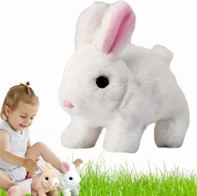 Betterlife Bunny Realistic Bunny Toy, Bunby - My Realistic Bunny Toy,Bunnies Realistic,Bunbi Realistic Bunny, Realistic Bunny Toys with Sounds and Movements,Handmade Interactive Bunny (White)