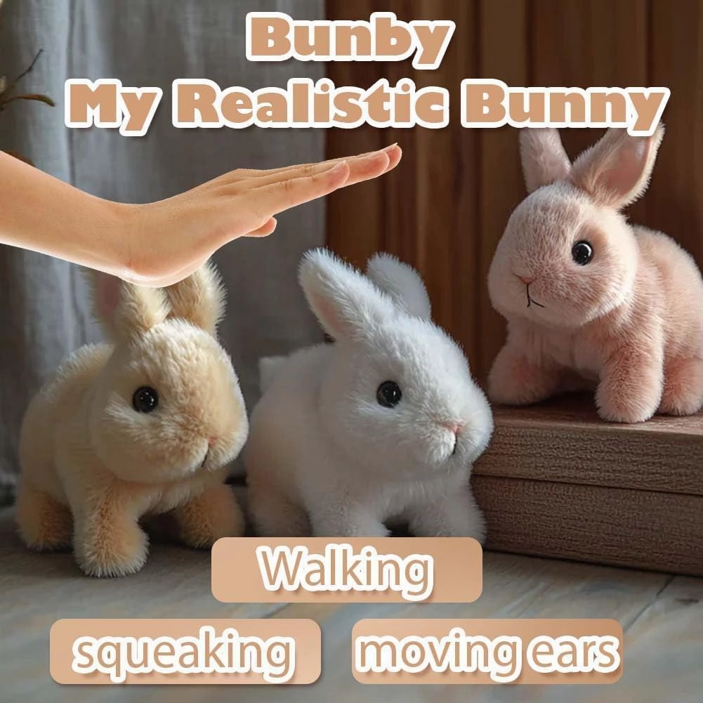 Betterlife Bunny Realistic Bunny Toy, Bunby - My Realistic Bunny Toy,Bunnies Realistic,Bunbi Realistic Bunny, Realistic Bunny Toys with Sounds and Movements,Handmade Interactive Bunny (White)
