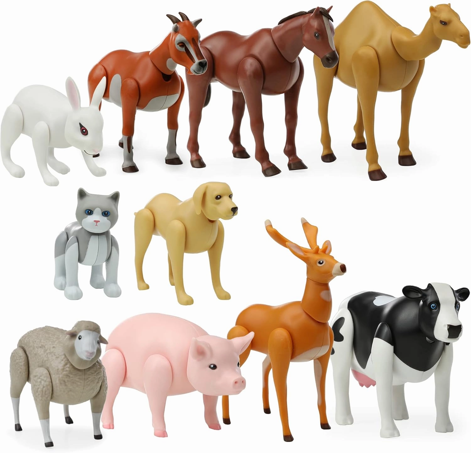 Beverly Hills Doll Collection Farm Animal Toys Set of 10, Moveable Joints Large Plastic Animal Figures for Toddlers