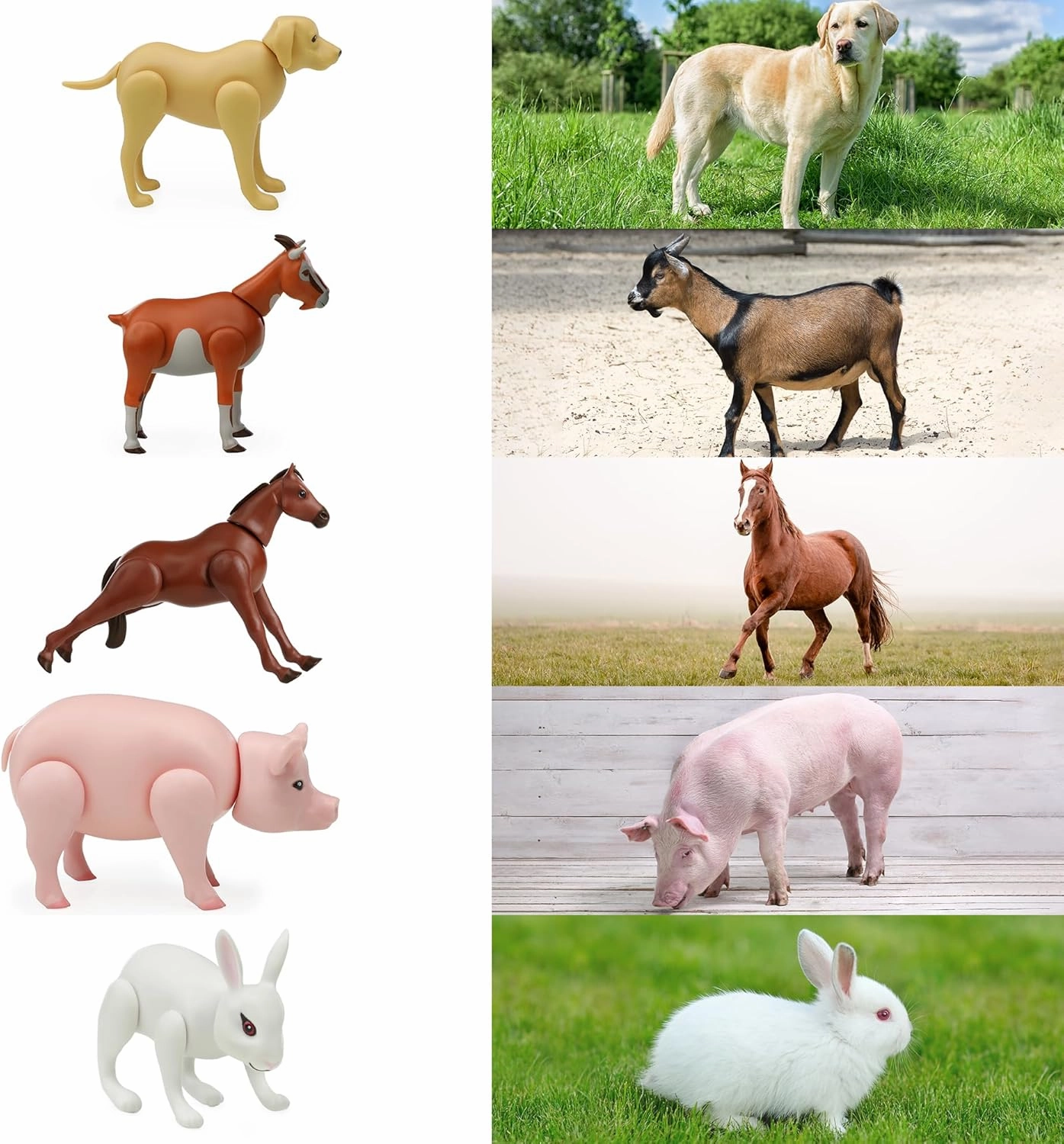 Beverly Hills Doll Collection Farm Animal Toys Set of 10, Moveable Joints Large Plastic Animal Figures for Toddlers
